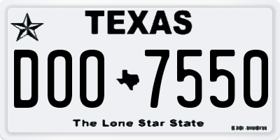 TX license plate DOO7550