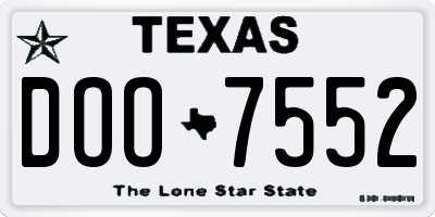 TX license plate DOO7552