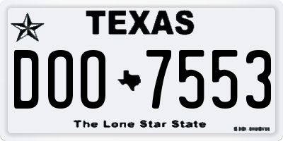 TX license plate DOO7553