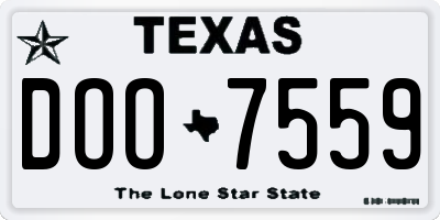 TX license plate DOO7559