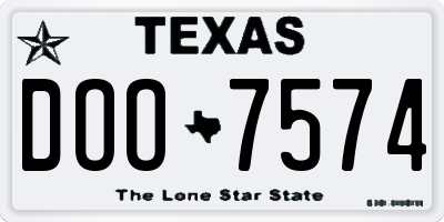TX license plate DOO7574