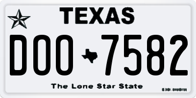 TX license plate DOO7582