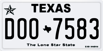 TX license plate DOO7583