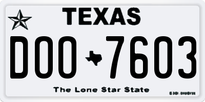 TX license plate DOO7603