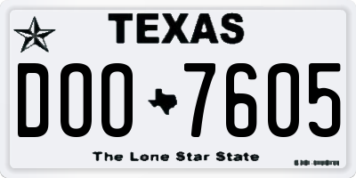 TX license plate DOO7605