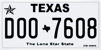 TX license plate DOO7608
