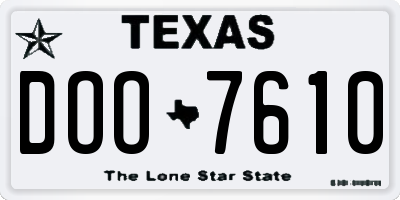 TX license plate DOO7610