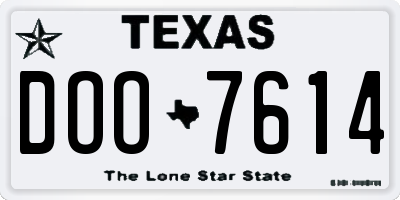 TX license plate DOO7614