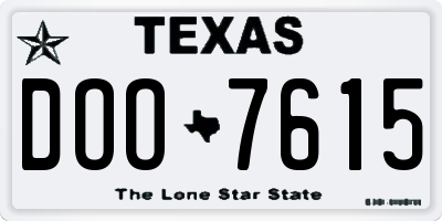 TX license plate DOO7615