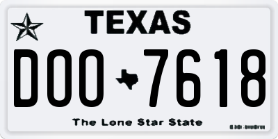 TX license plate DOO7618