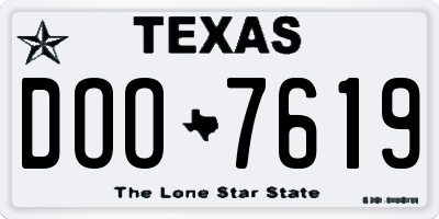 TX license plate DOO7619