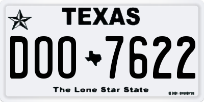 TX license plate DOO7622