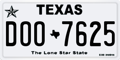 TX license plate DOO7625