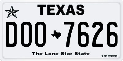 TX license plate DOO7626