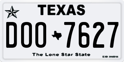 TX license plate DOO7627