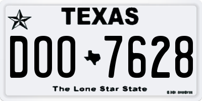 TX license plate DOO7628