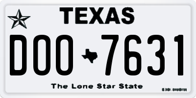 TX license plate DOO7631