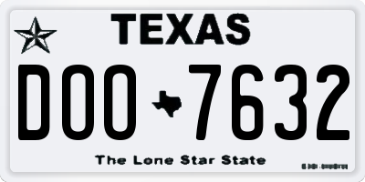 TX license plate DOO7632