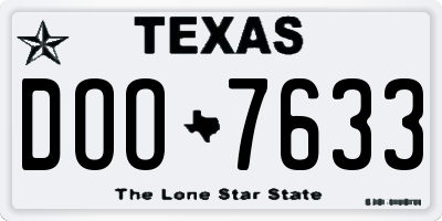 TX license plate DOO7633