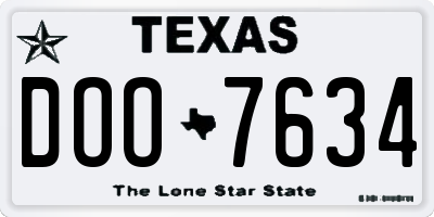 TX license plate DOO7634