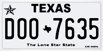 TX license plate DOO7635