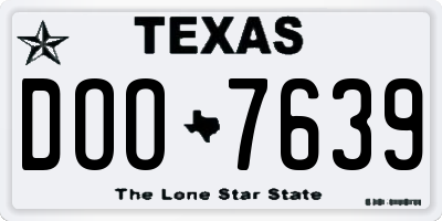 TX license plate DOO7639