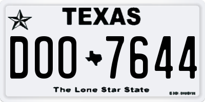 TX license plate DOO7644