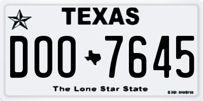 TX license plate DOO7645