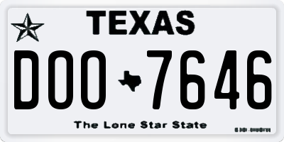 TX license plate DOO7646