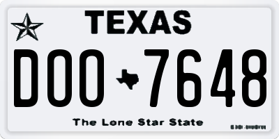TX license plate DOO7648
