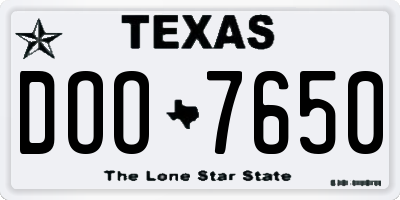 TX license plate DOO7650