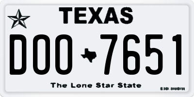 TX license plate DOO7651