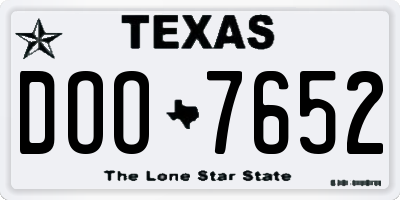 TX license plate DOO7652