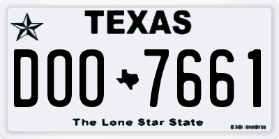 TX license plate DOO7661