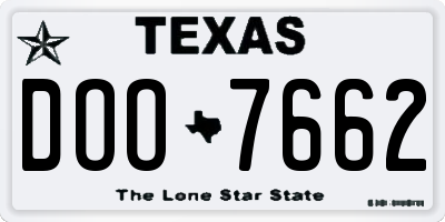 TX license plate DOO7662