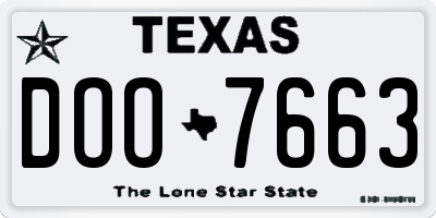 TX license plate DOO7663