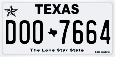 TX license plate DOO7664