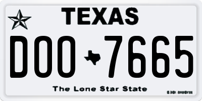TX license plate DOO7665