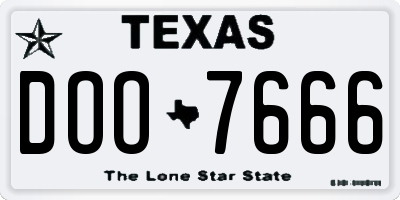 TX license plate DOO7666