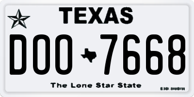 TX license plate DOO7668