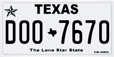 TX license plate DOO7670