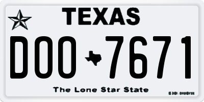 TX license plate DOO7671