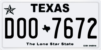TX license plate DOO7672