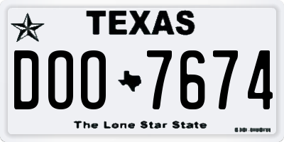TX license plate DOO7674
