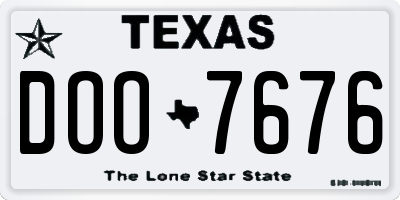 TX license plate DOO7676