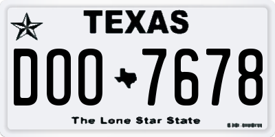 TX license plate DOO7678