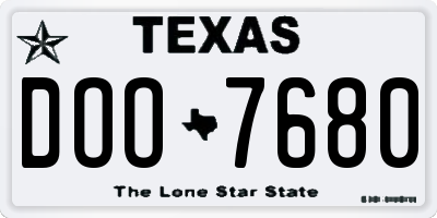 TX license plate DOO7680