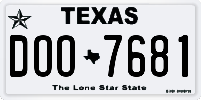TX license plate DOO7681