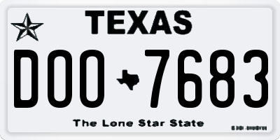 TX license plate DOO7683