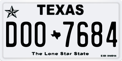 TX license plate DOO7684